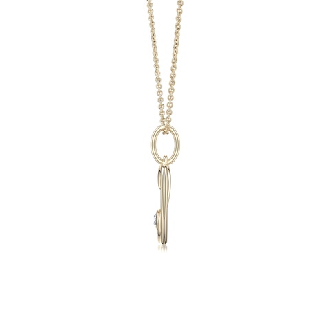 2.5mm GVS2 Diamond Asymmetrical Open Heart Pendant in Yellow Gold