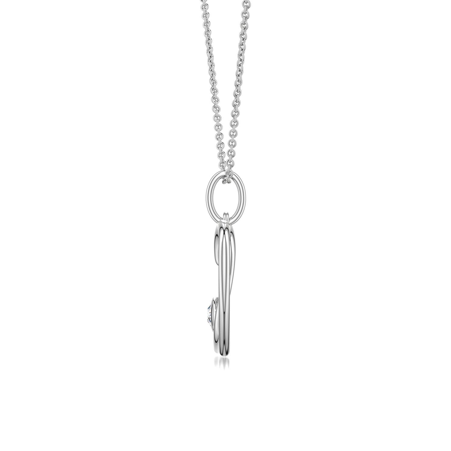 3mm GVS2 Diamond Asymmetrical Open Heart Pendant in P950 Platinum
