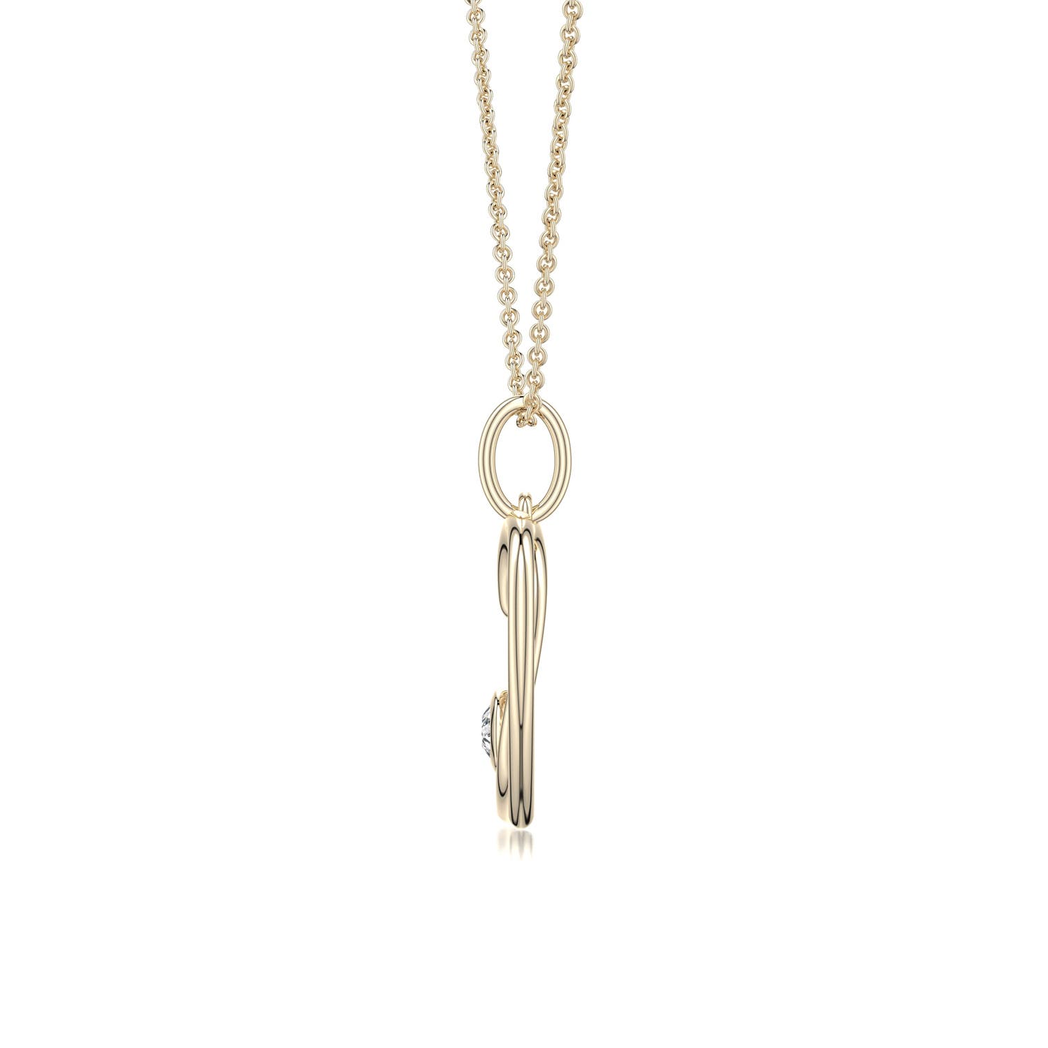 3mm HSI2 Diamond Asymmetrical Open Heart Pendant in 18K Yellow Gold