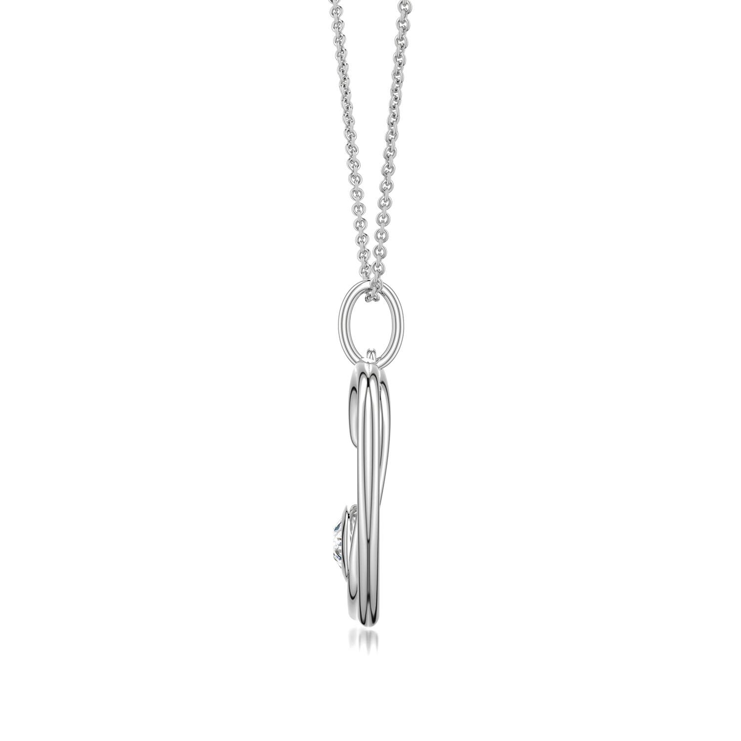 4mm GVS2 Diamond Asymmetrical Open Heart Pendant in 18K White Gold