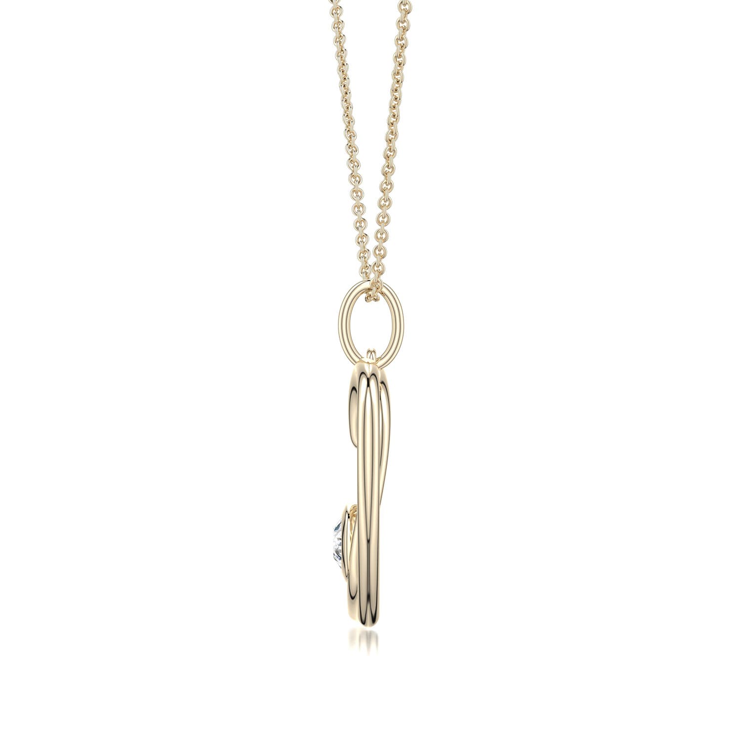4mm GVS2 Diamond Asymmetrical Open Heart Pendant in 18K Yellow Gold