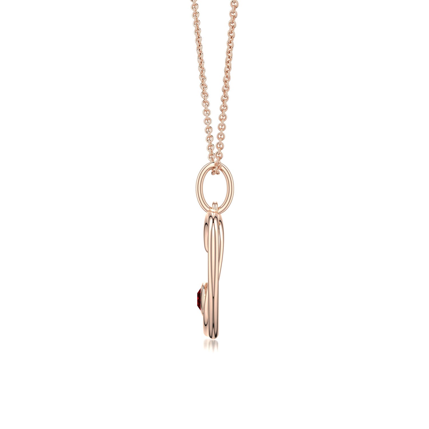 3mm AAAA Ruby Asymmetrical Open Heart Pendant in 18K Rose Gold