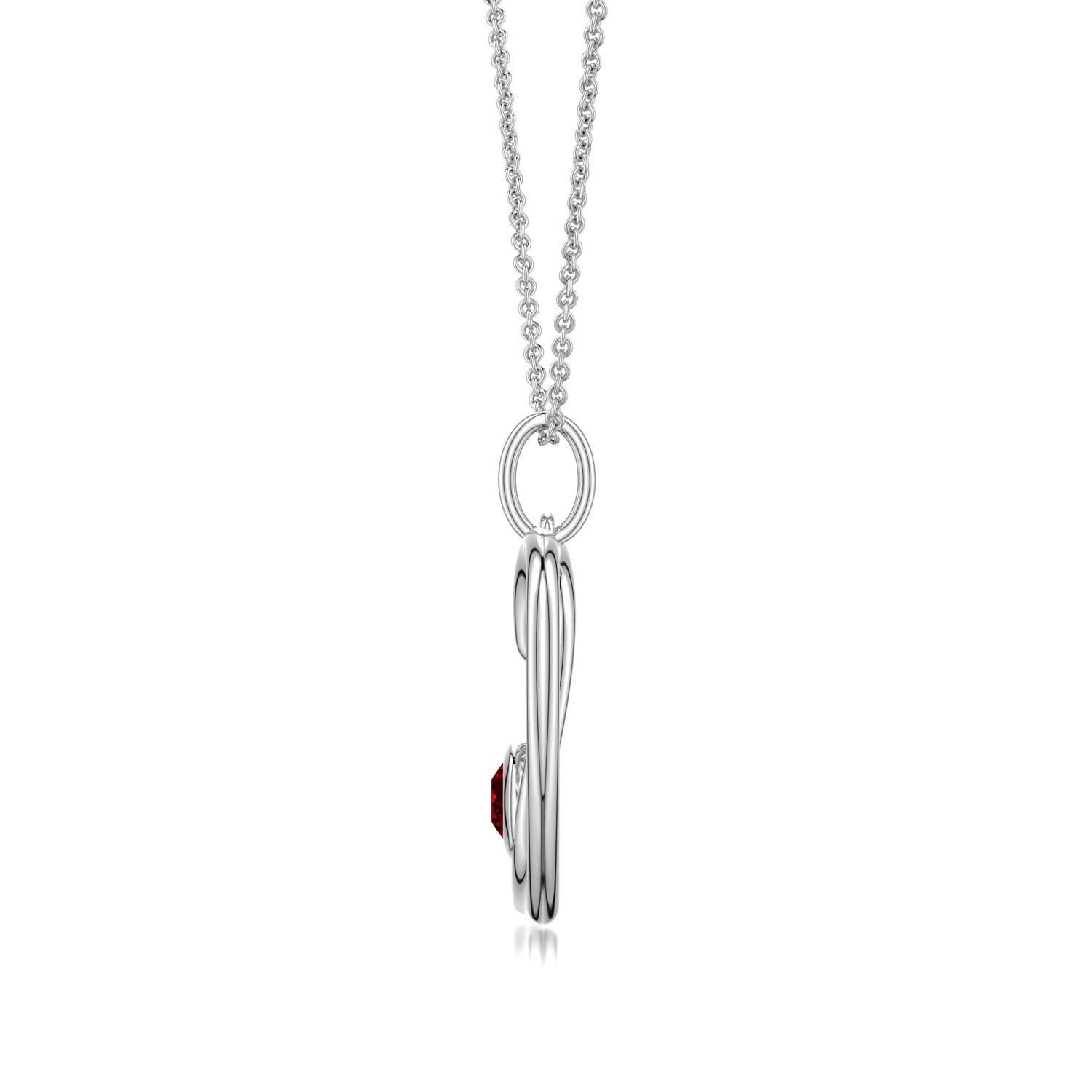4mm AAAA Ruby Asymmetrical Open Heart Pendant in White Gold