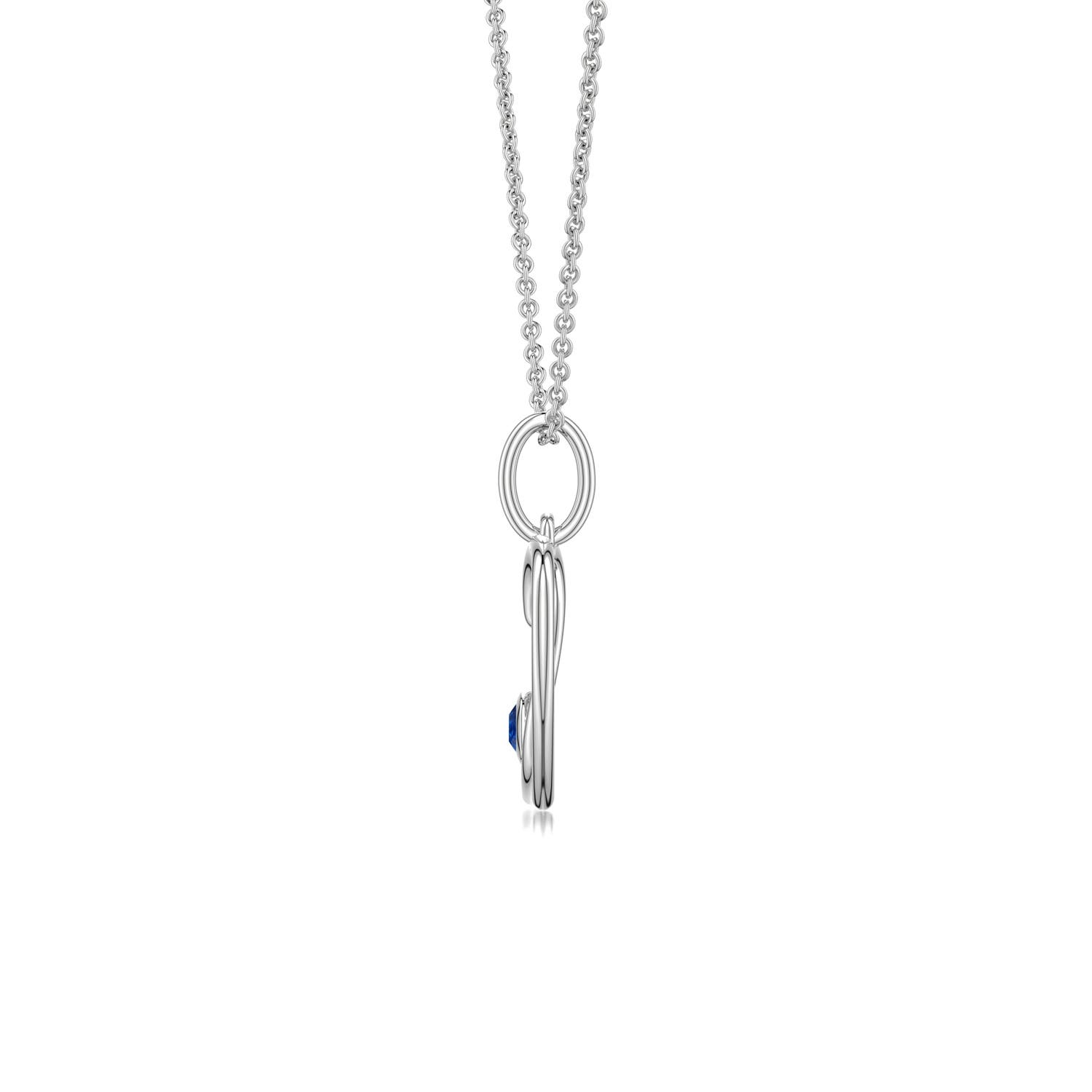 2.5mm AAA Blue Sapphire Asymmetrical Open Heart Pendant in 18K White Gold