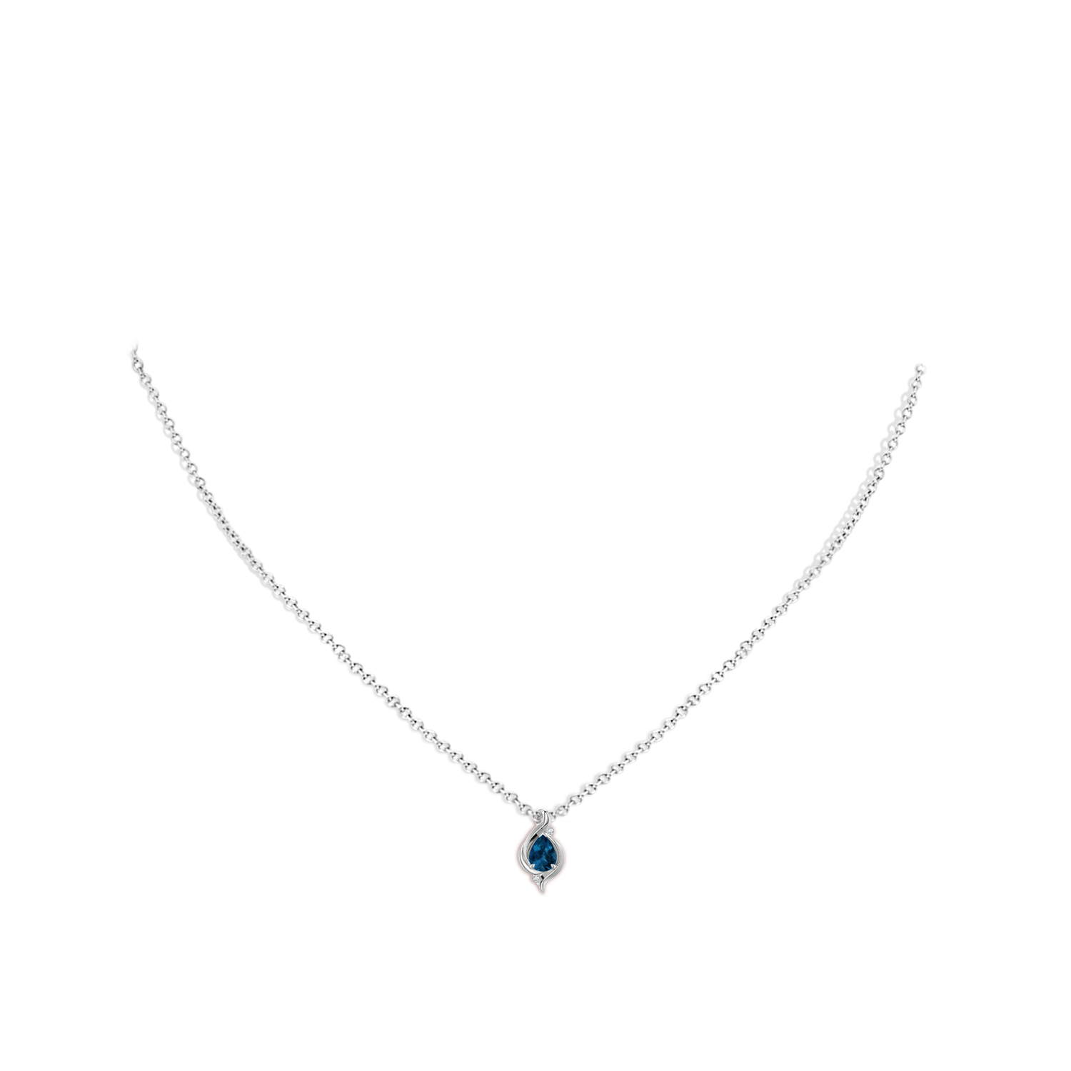 7x5mm AAA Shell Style Pear London Blue Topaz Infinity Pendant in White Gold - body_neck - body_neck