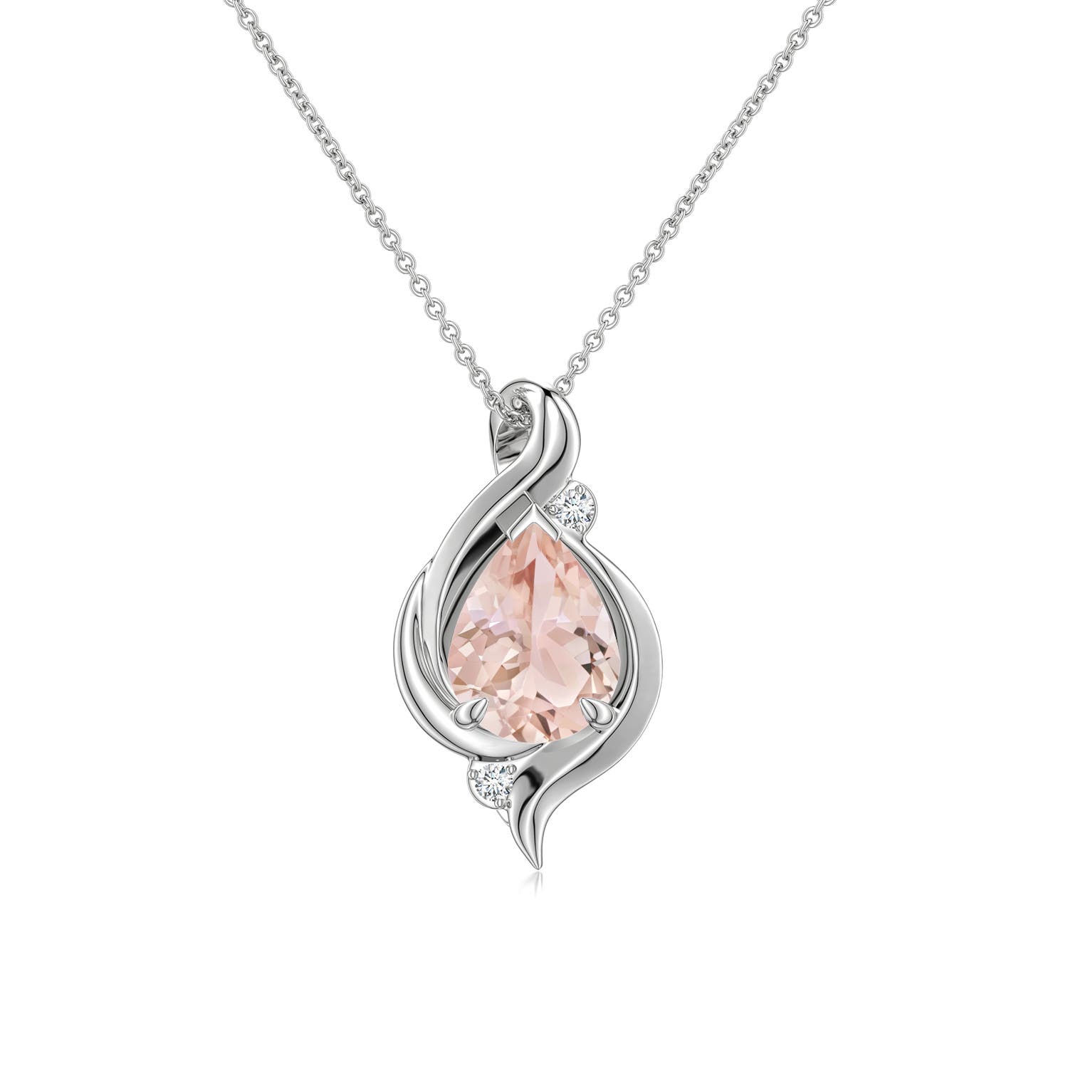 8x6mm AAA Shell Style Pear Morganite Infinity Pendant in White Gold - main