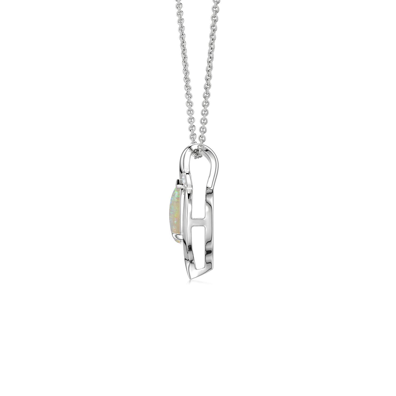 6x4mm AAAA Shell Style Pear Opal Infinity Pendant in White Gold