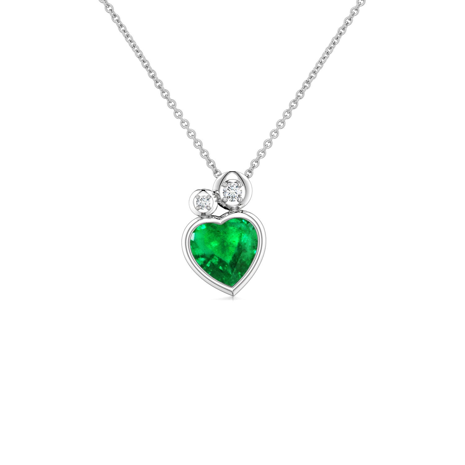 5mm AAA Bezel-Set Heart-Shaped Emerald Pendant in White Gold