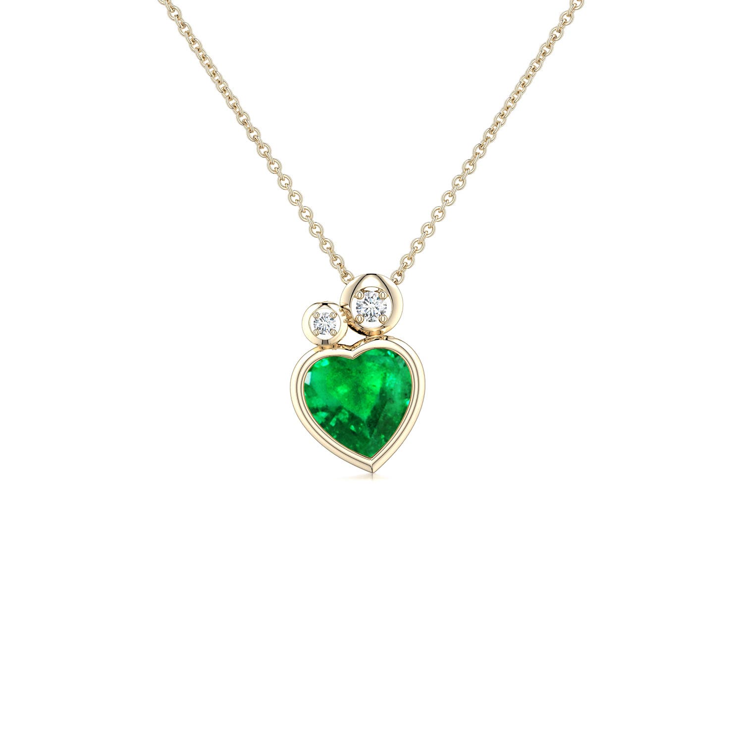 5mm AAA Bezel-Set Heart-Shaped Emerald Pendant in Yellow Gold
