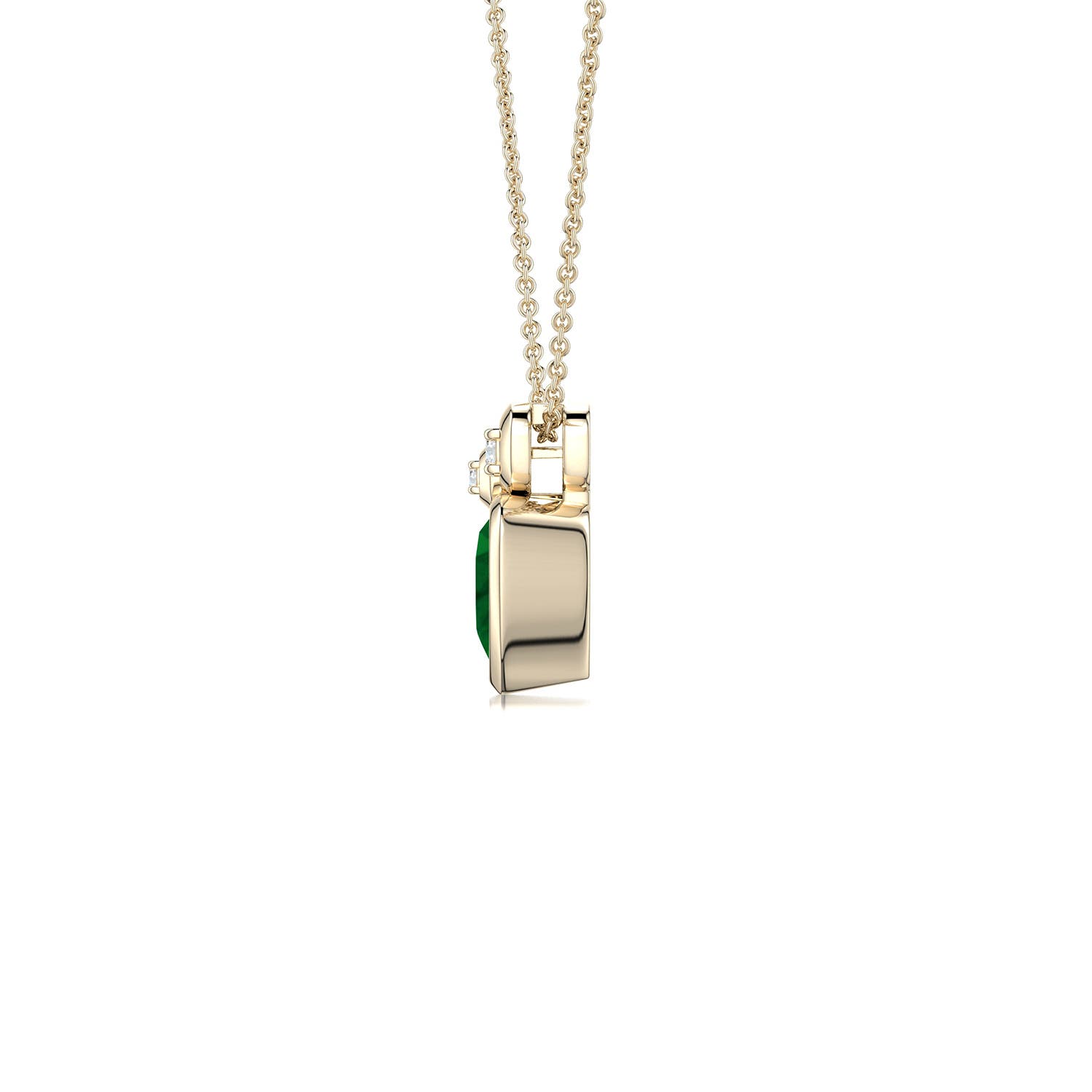 5mm AAA Bezel-Set Heart-Shaped Emerald Pendant in Yellow Gold