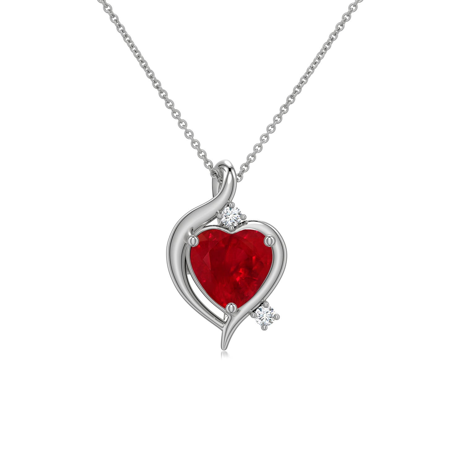 6mm AAA Shell Style Heart Ruby Infinity Pendant in White Gold