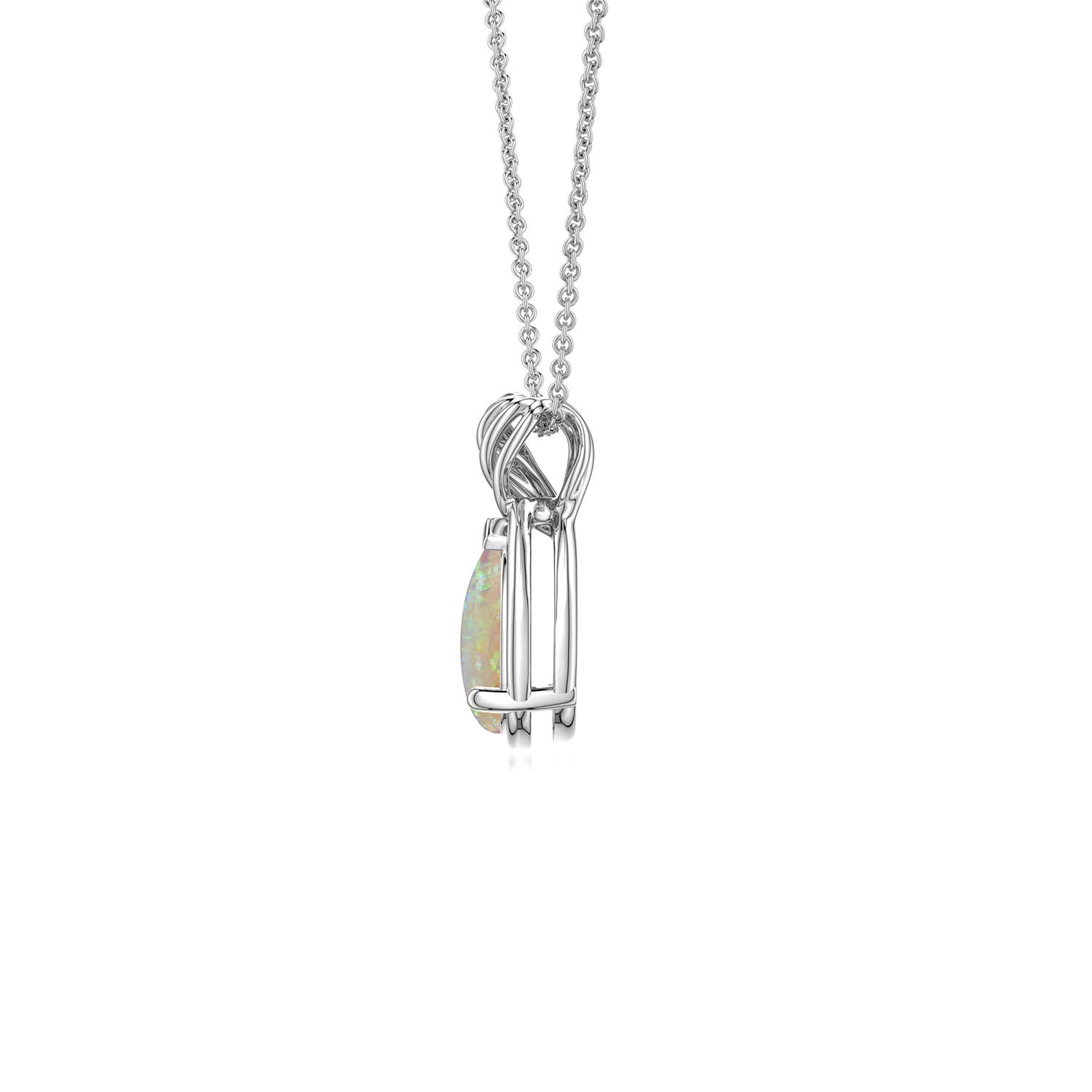 7x5mm AAAA Pear Opal Twisted Frame Infinity Pendant in White Gold