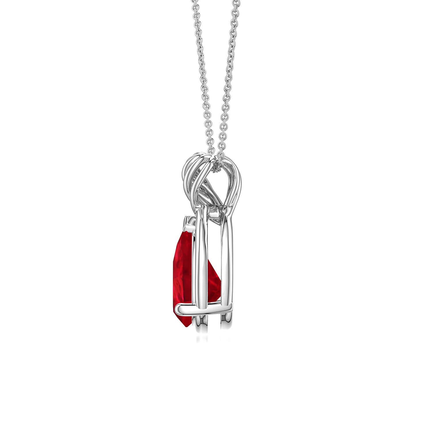 9x7mm AAA Pear Ruby Twisted Frame Infinity Pendant in White Gold
