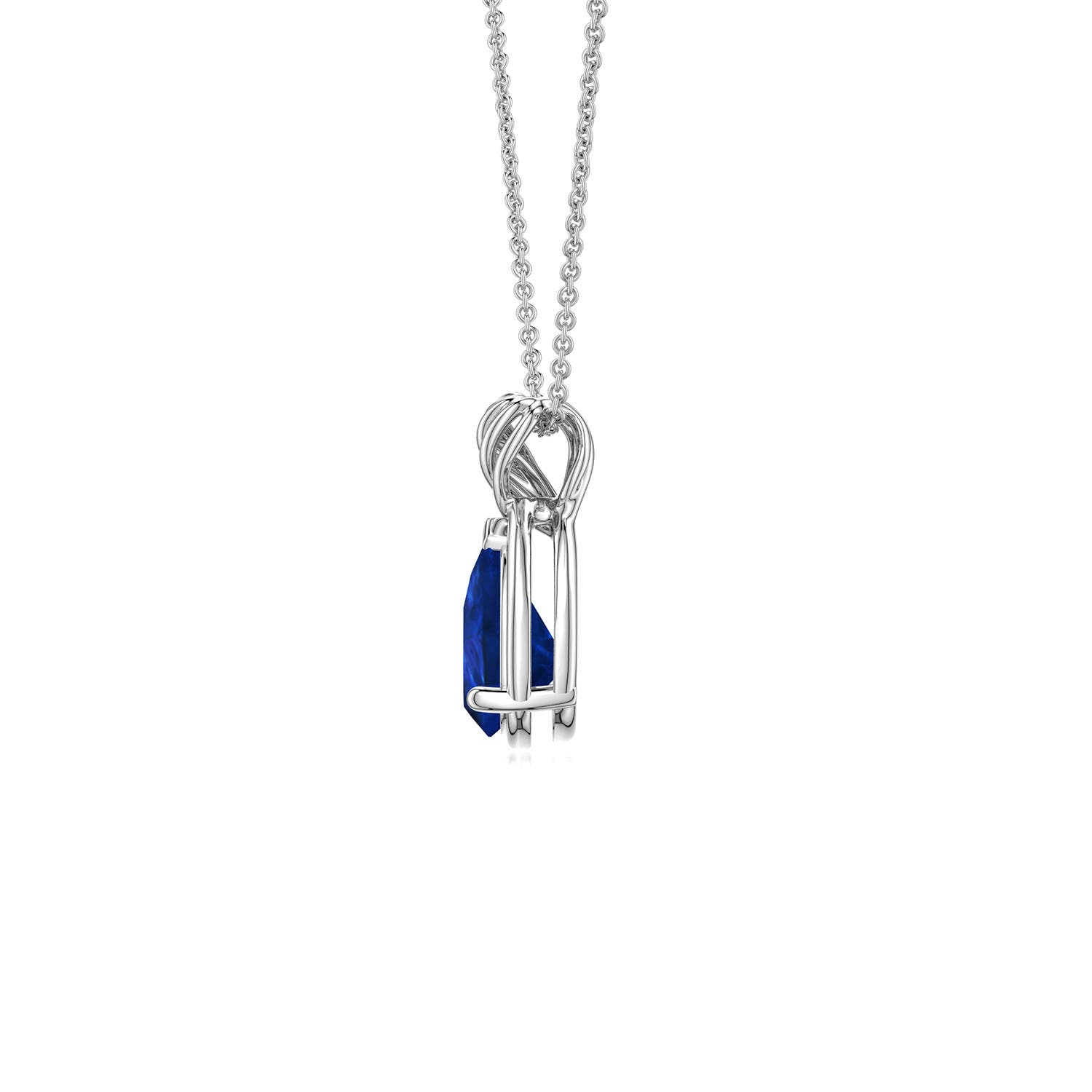 7x5mm AAA Pear Blue Sapphire Twisted Frame Infinity Pendant in White Gold - side 2