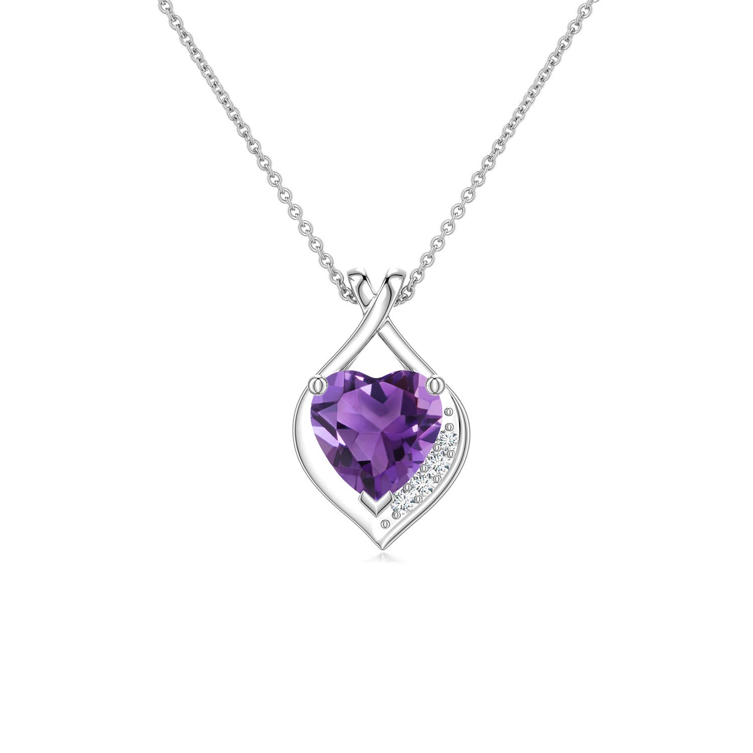 5mm AAA Heart Amethyst Asymmetrical Infinity Pendant in 18K White Gold - main