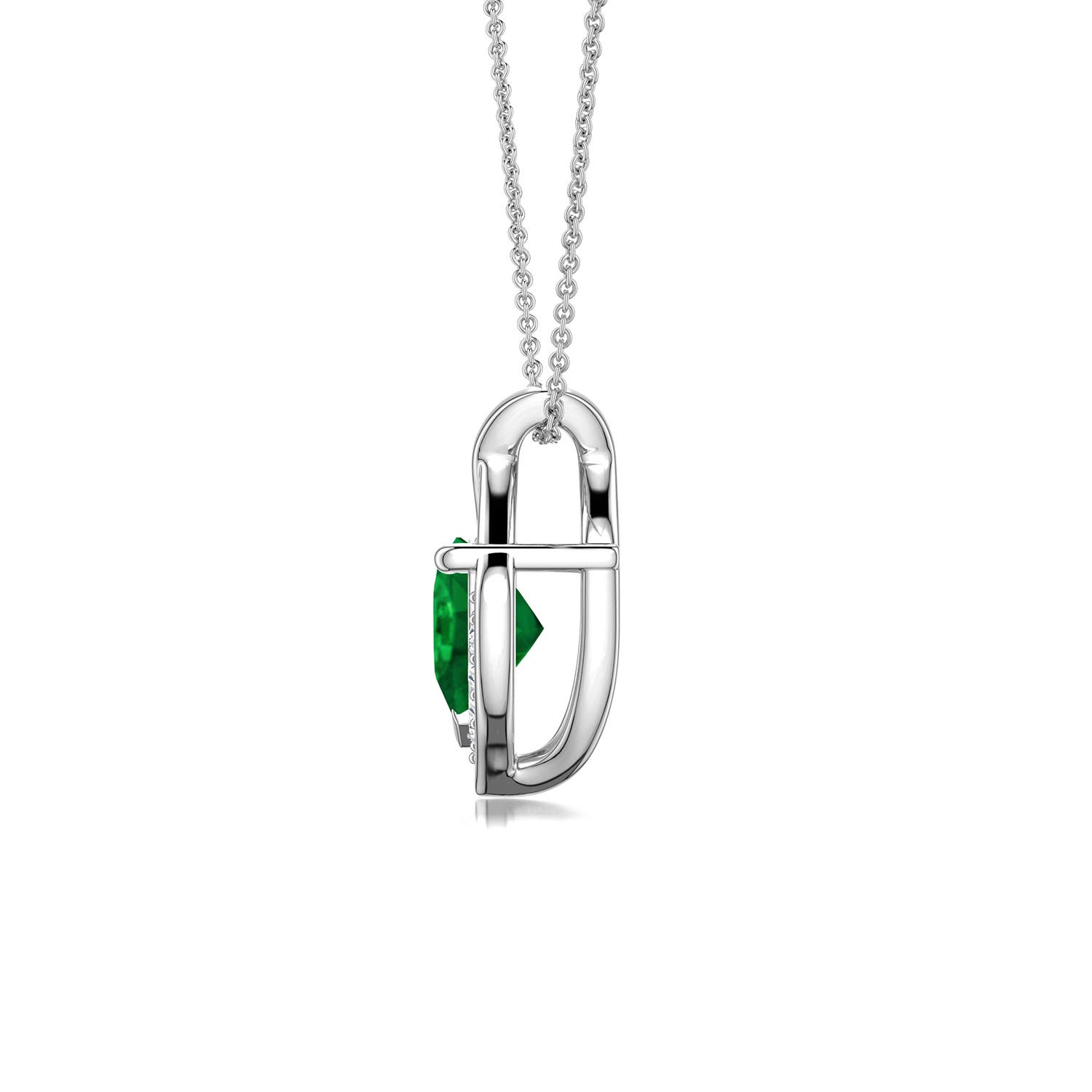 5mm AAA Heart Emerald Asymmetrical Infinity Pendant in White Gold