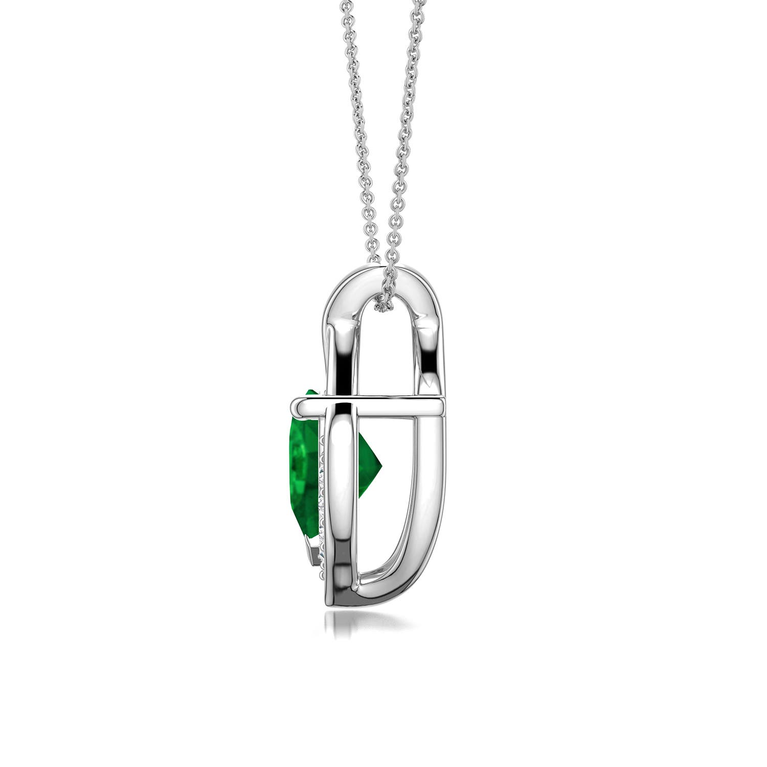 6mm AAA Heart Emerald Asymmetrical Infinity Pendant in 18K White Gold
