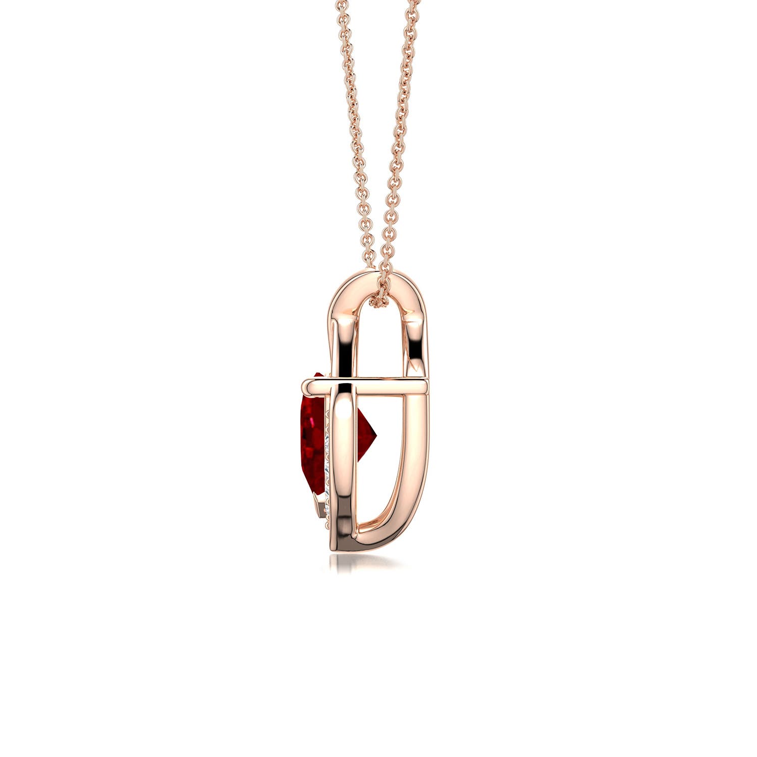5mm AAAA Heart Ruby Asymmetrical Infinity Pendant in 18K Rose Gold