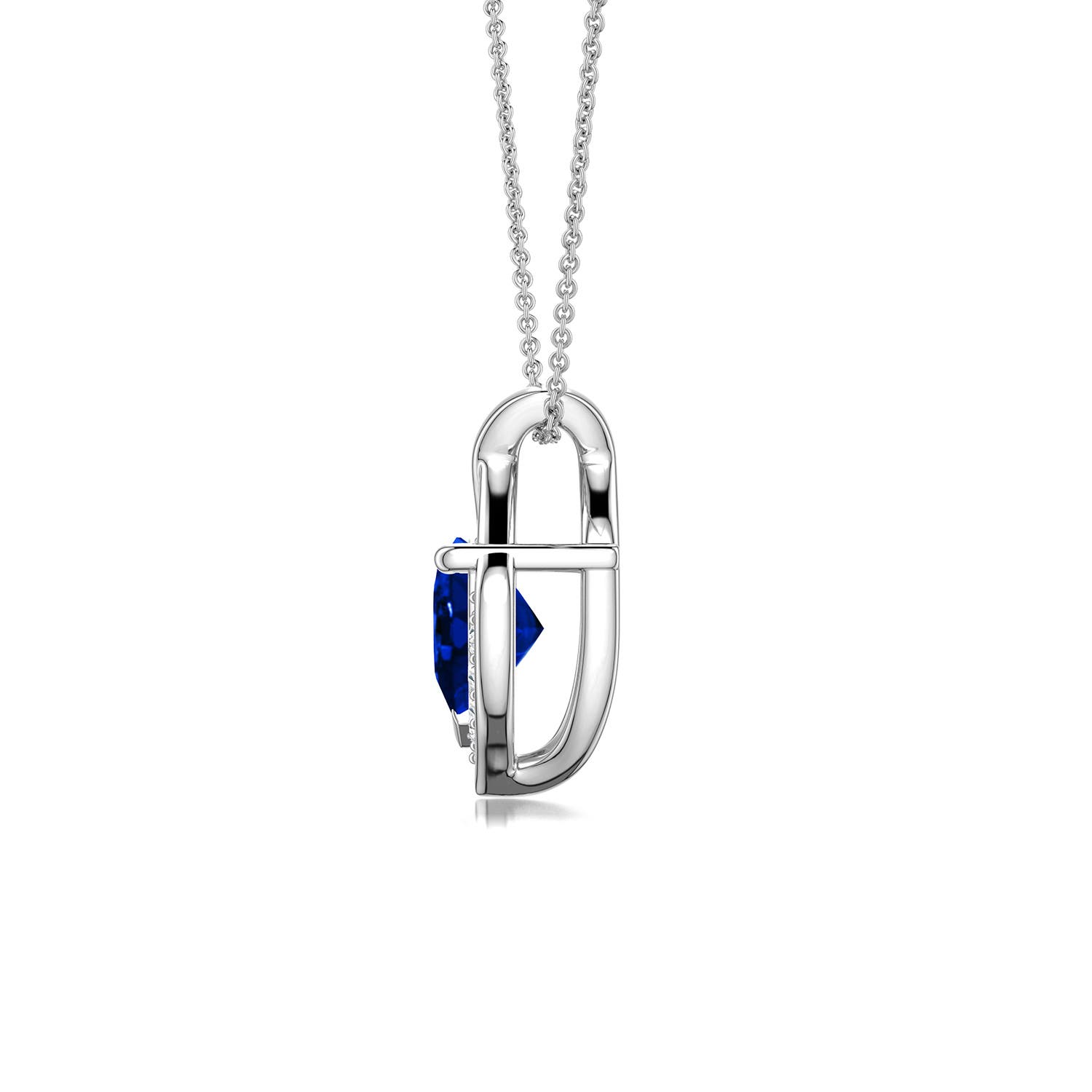 Heart Blue Sapphire Asymmetrical Infinity Pendant