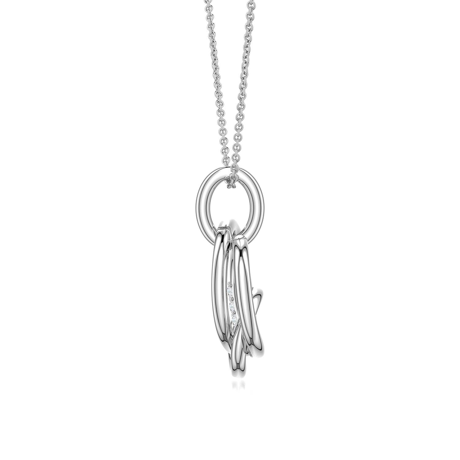 1.3mm GVS2 Diamond Interlocking Triple Circle Pendant in S999 Silver
