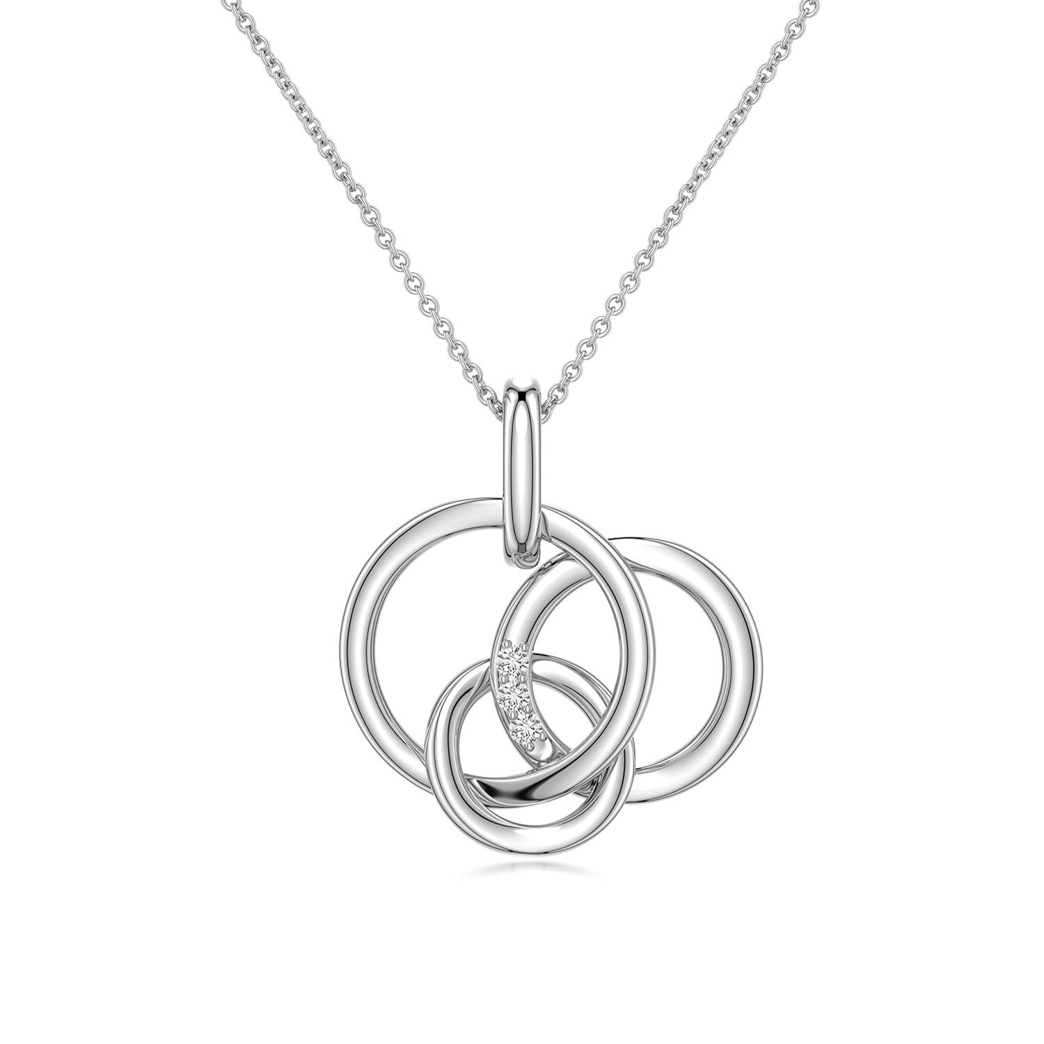 Diamond Interlocking Triple Circle Pendant