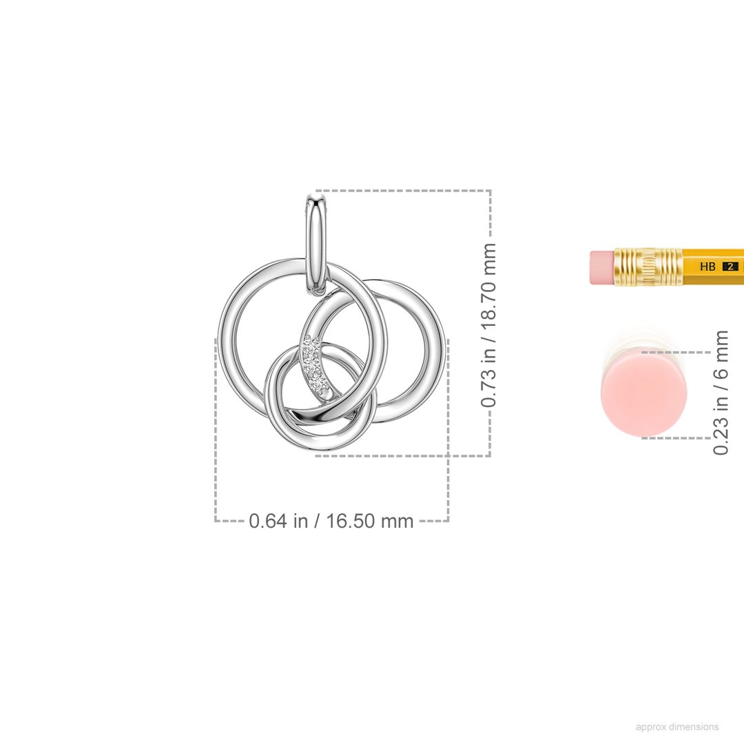 1.3mm HSI2 Diamond Interlocking Triple Circle Pendant in White Gold - ruler