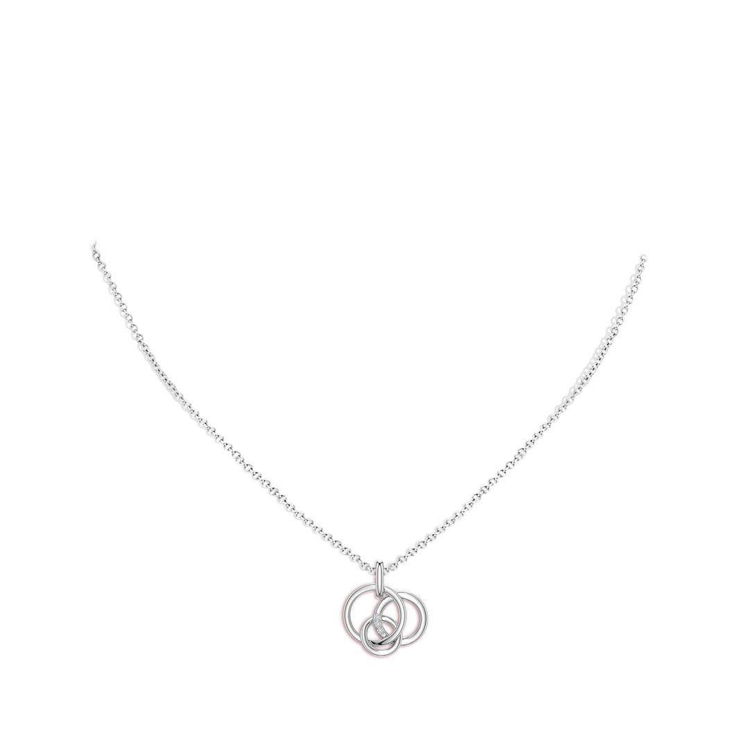 1.3mm HSI2 Diamond Interlocking Triple Circle Pendant in White Gold - body_neck