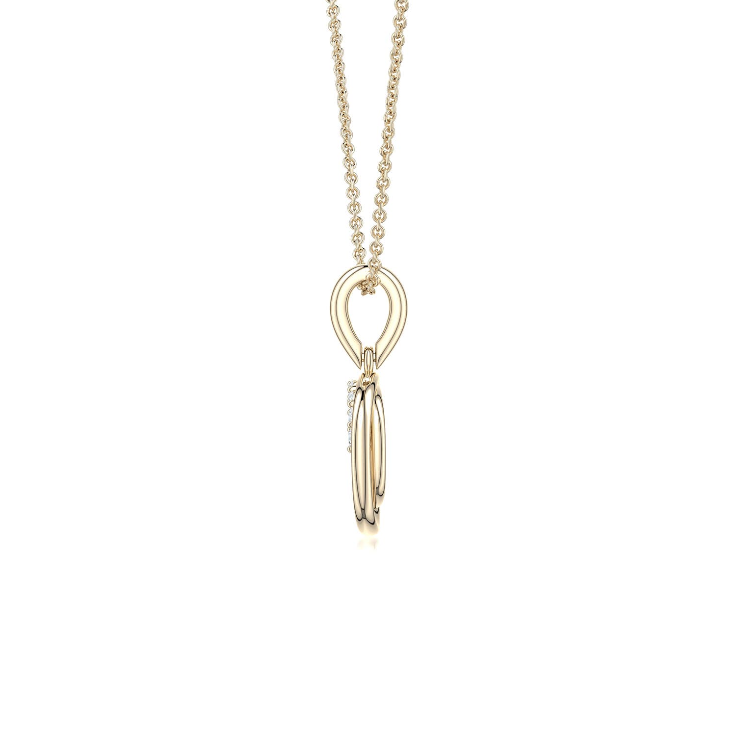 1mm GVS2 Interlocking Double Circle Diamond Pendant in 18K Yellow Gold