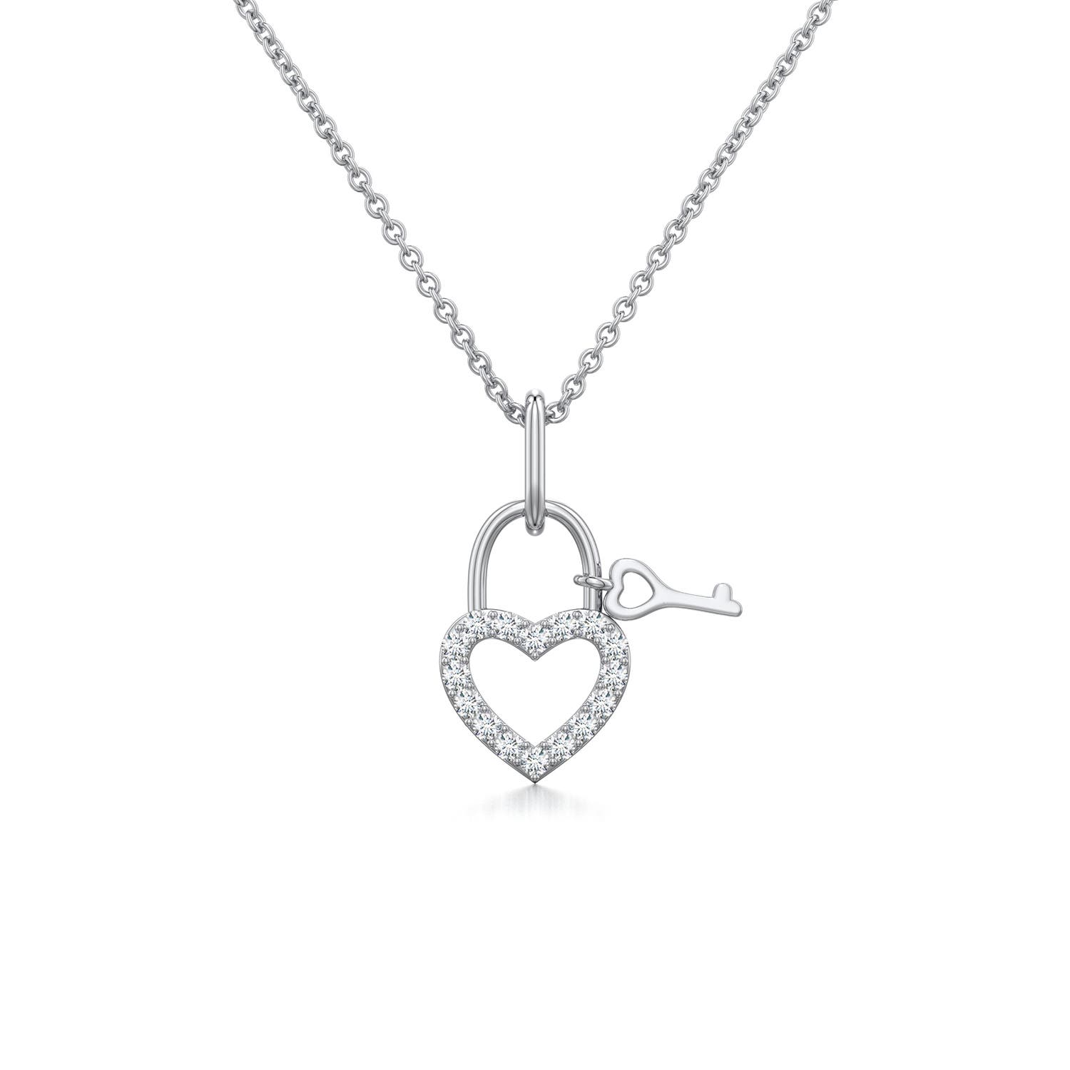 2.5mm GVS2 Prong-Set Diamond Tilted Heart Pendant in White Gold