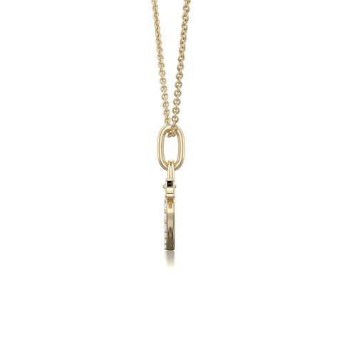 0.9mm GVS2 Diamond Open Heart Padlock Pendant with Key in 18K Yellow Gold - side