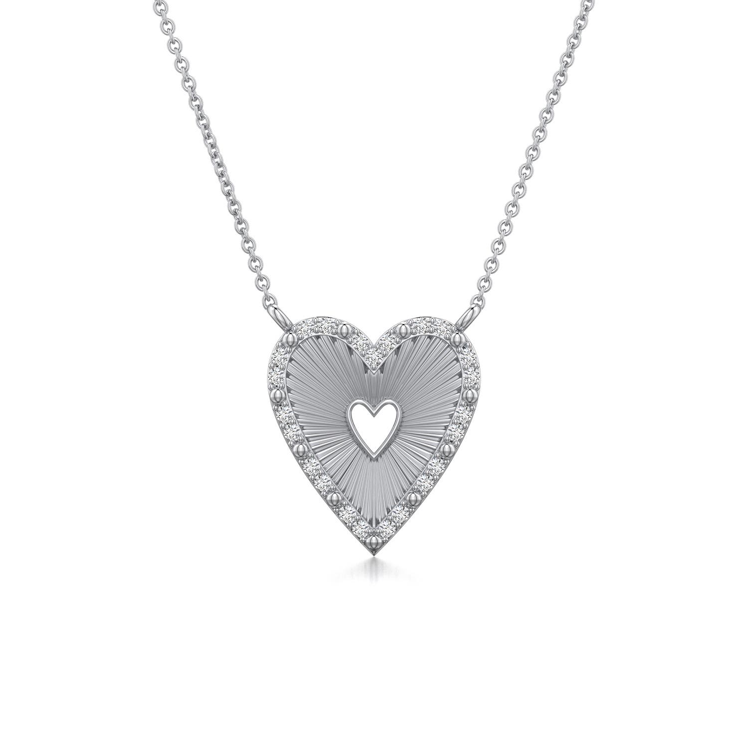 0.9mm HSI2 Diamond Heart-Shaped Fluted Pendant in White Gold - main
