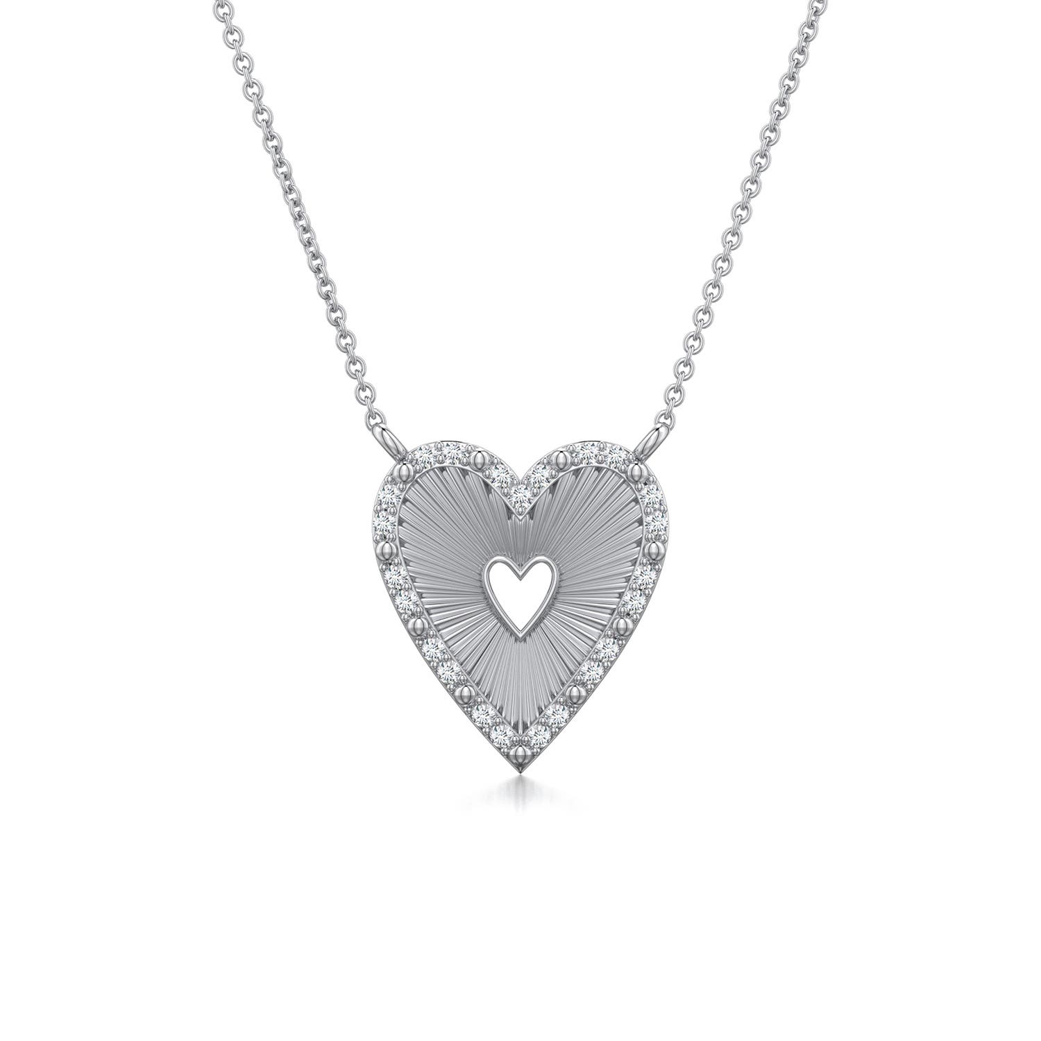 2.5mm GVS2 Prong-Set Diamond Tilted Heart Pendant in White Gold
