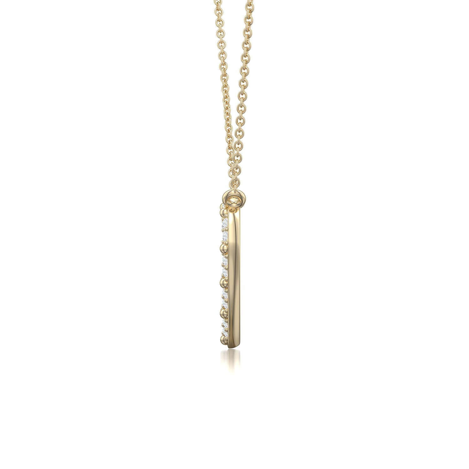 0.9mm GVS2 Diamond Heart-Shaped Fluted Pendant in 18K Yellow Gold - side