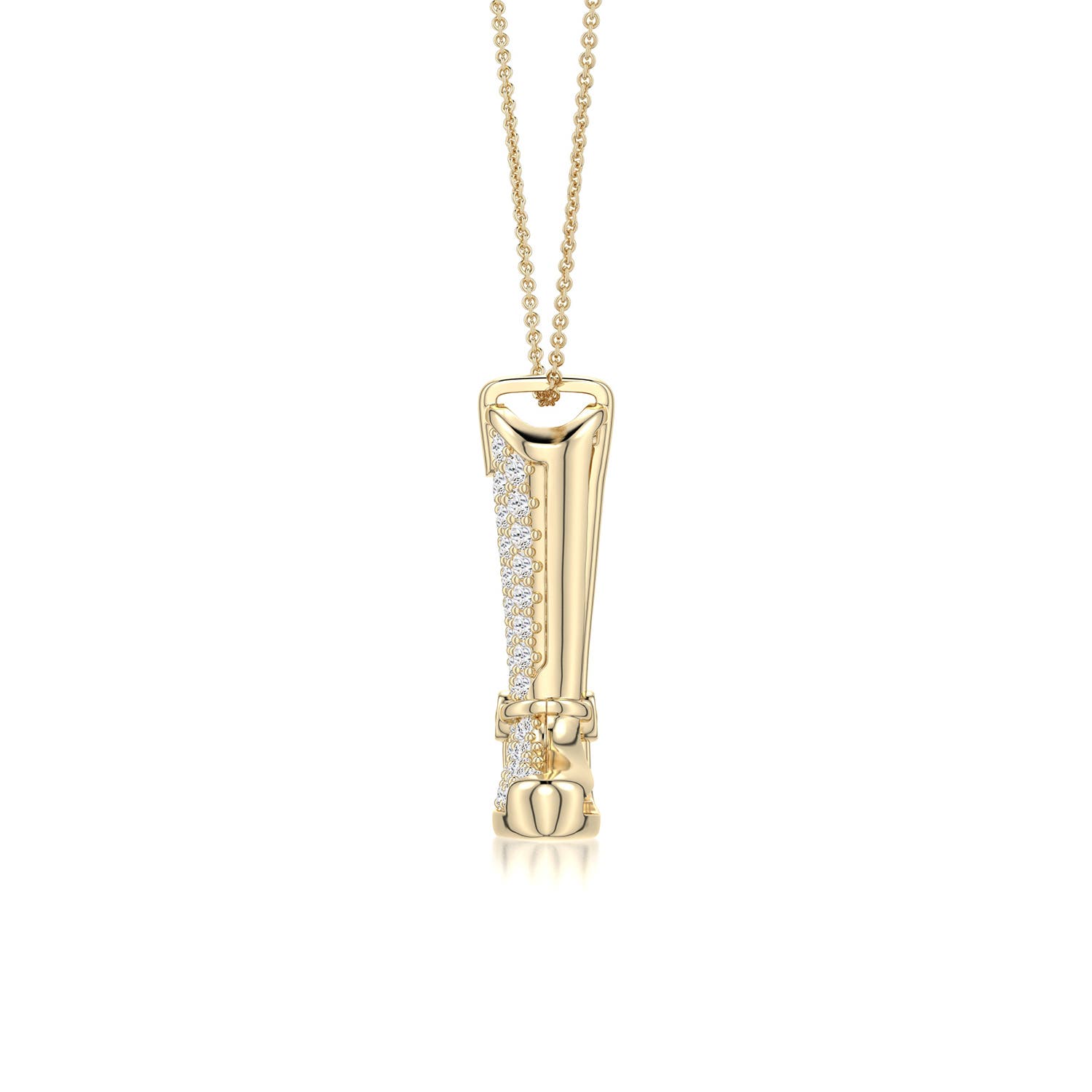 1.5mm HSI2 Equestria Hunt Boot Pendant in Yellow Gold - side