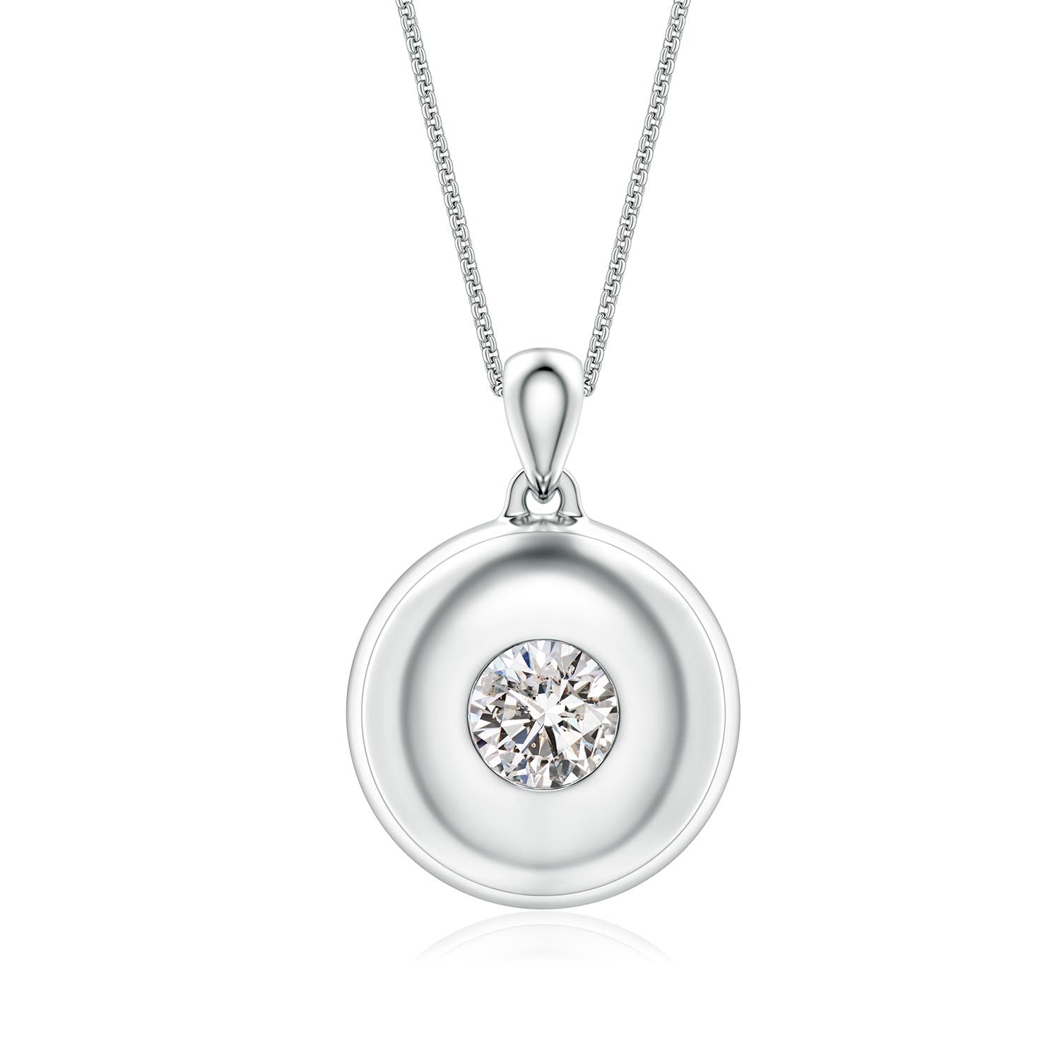 6.5mm IJI1I2 Round Diamond Men’s Medallion Pendant With Chain in White Gold