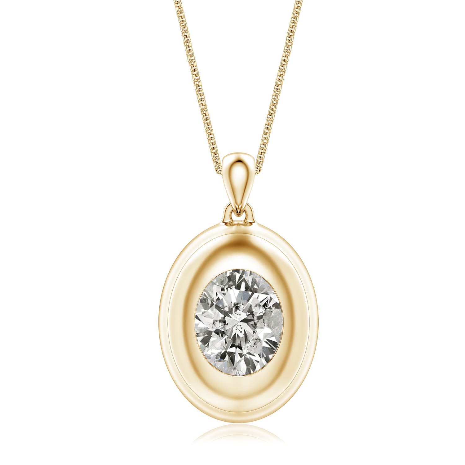 Angara 5.0 CTW Oval Diamond Men’s Medallion Pendant With Chain in 14K Yellow Gold