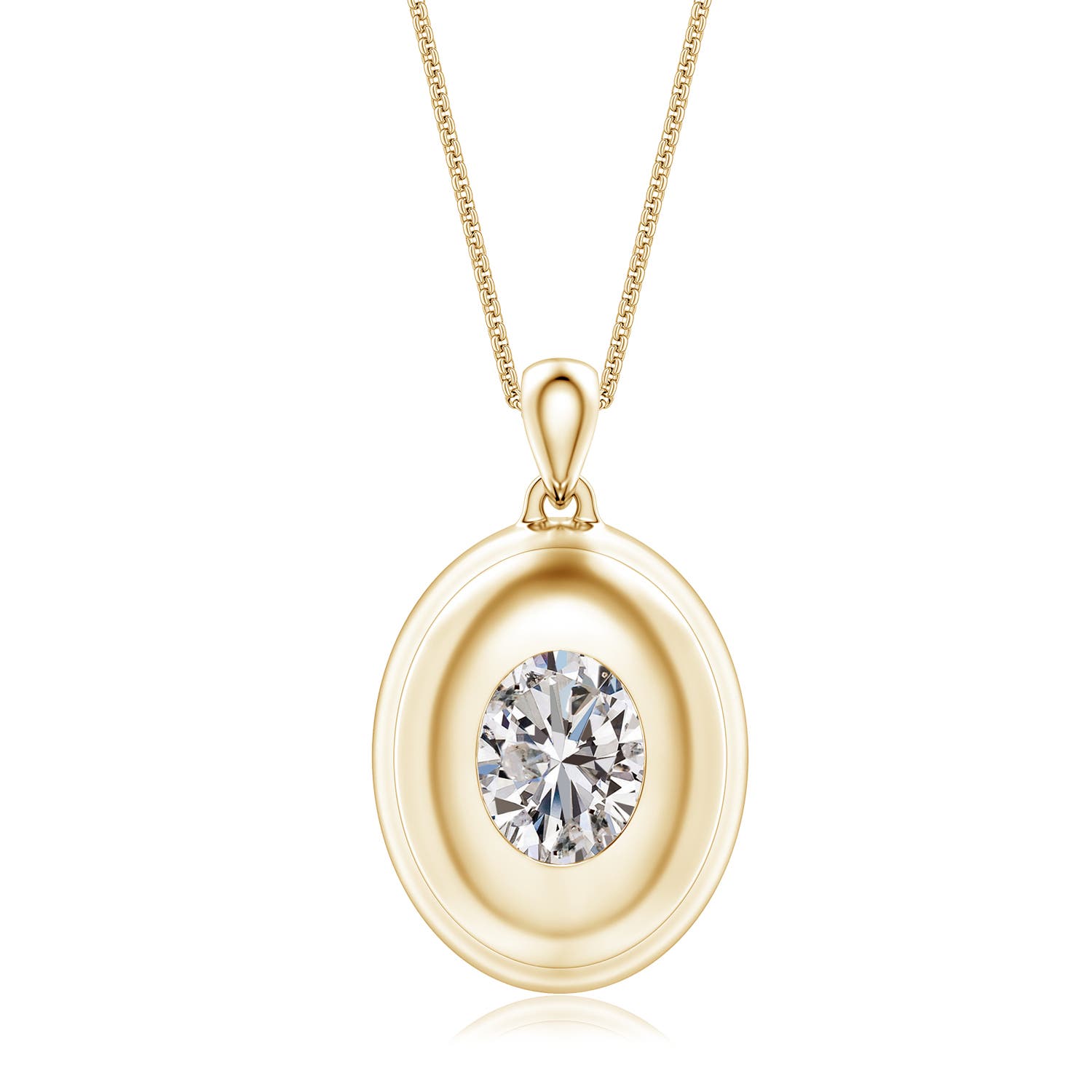 9x7mm IJI1I2 Oval Diamond Men’s Medallion Pendant With Chain in Yellow Gold