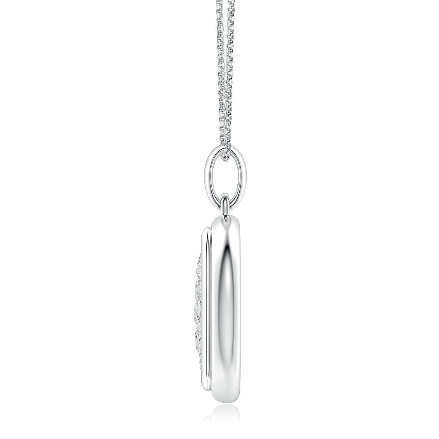 3mm HSI2 Pavé-Set Diamond Men’s Rounded Rectangle Tag Pendant With Chain in White Gold
