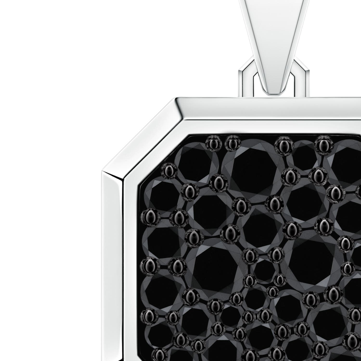 3.2mm AA Pavé-Set Enhanced Black Diamond Men’s Octagon Medallion Pendant With Chain in White Gold - side 6