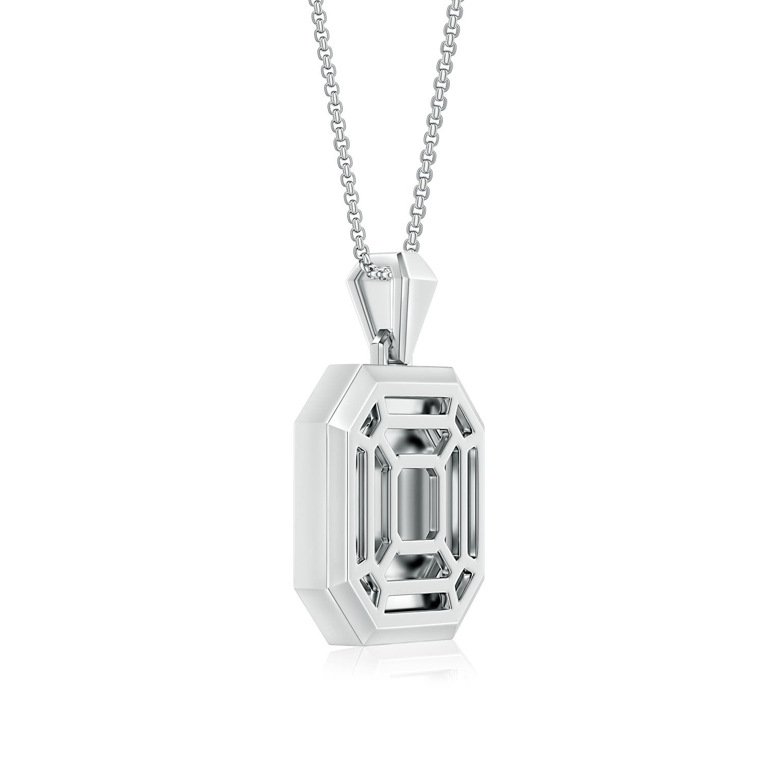 3.2mm AA Pavé-Set Enhanced Black Diamond Men’s Octagon Medallion Pendant With Chain in White Gold - side 7