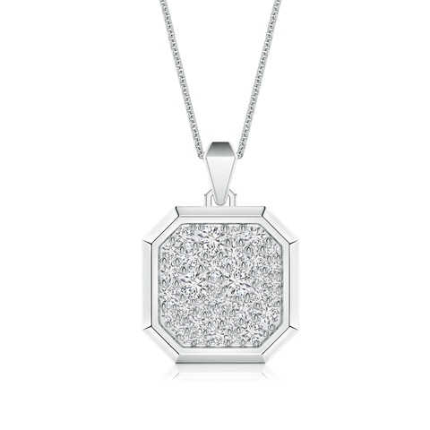 3.2mm HSI2 Pavé-Set Diamond Men’s Octagon Medallion Pendant With Chain in White Gold