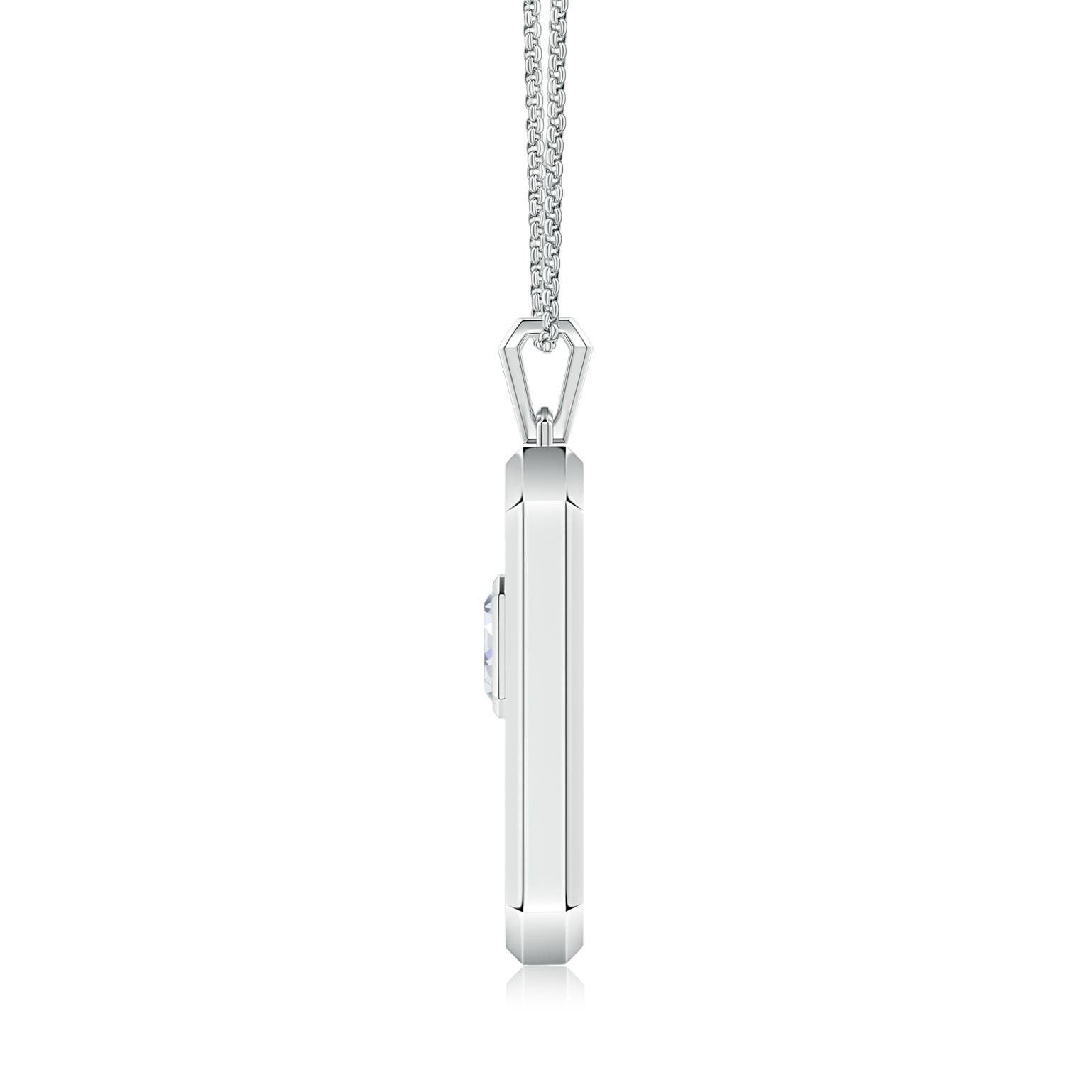 7x5mm GVS2 Emerald-Cut Diamond Men's Elongated Octagon Tag Pendant With Chain in White Gold