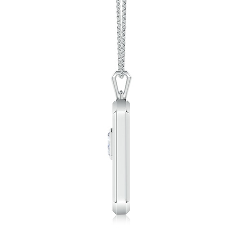 7x5mm GVS2 Emerald-Cut Diamond Men's Elongated Octagon Tag Pendant With Chain in White Gold