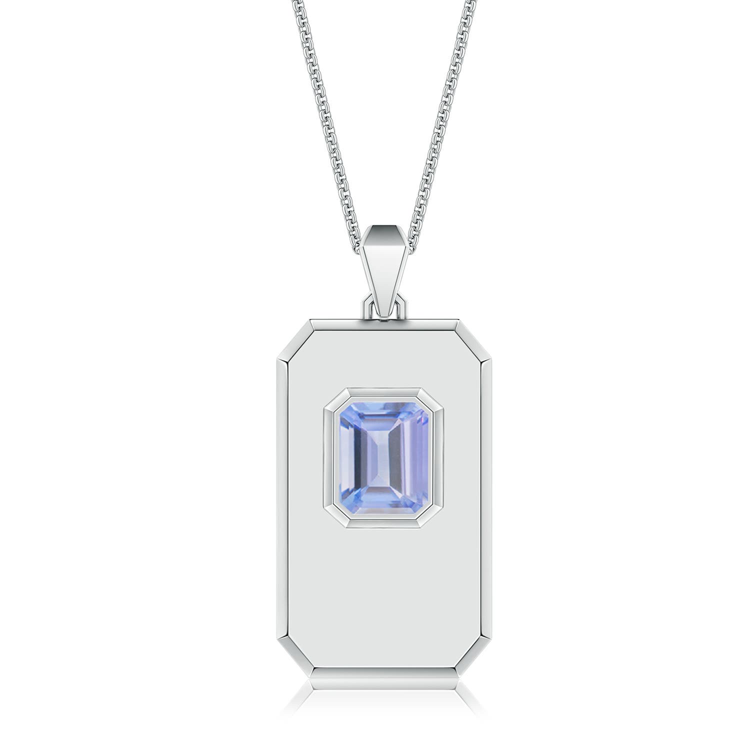 Emerald-Cut Tanzanite Men's Elongated Octagon Tag Pendant
