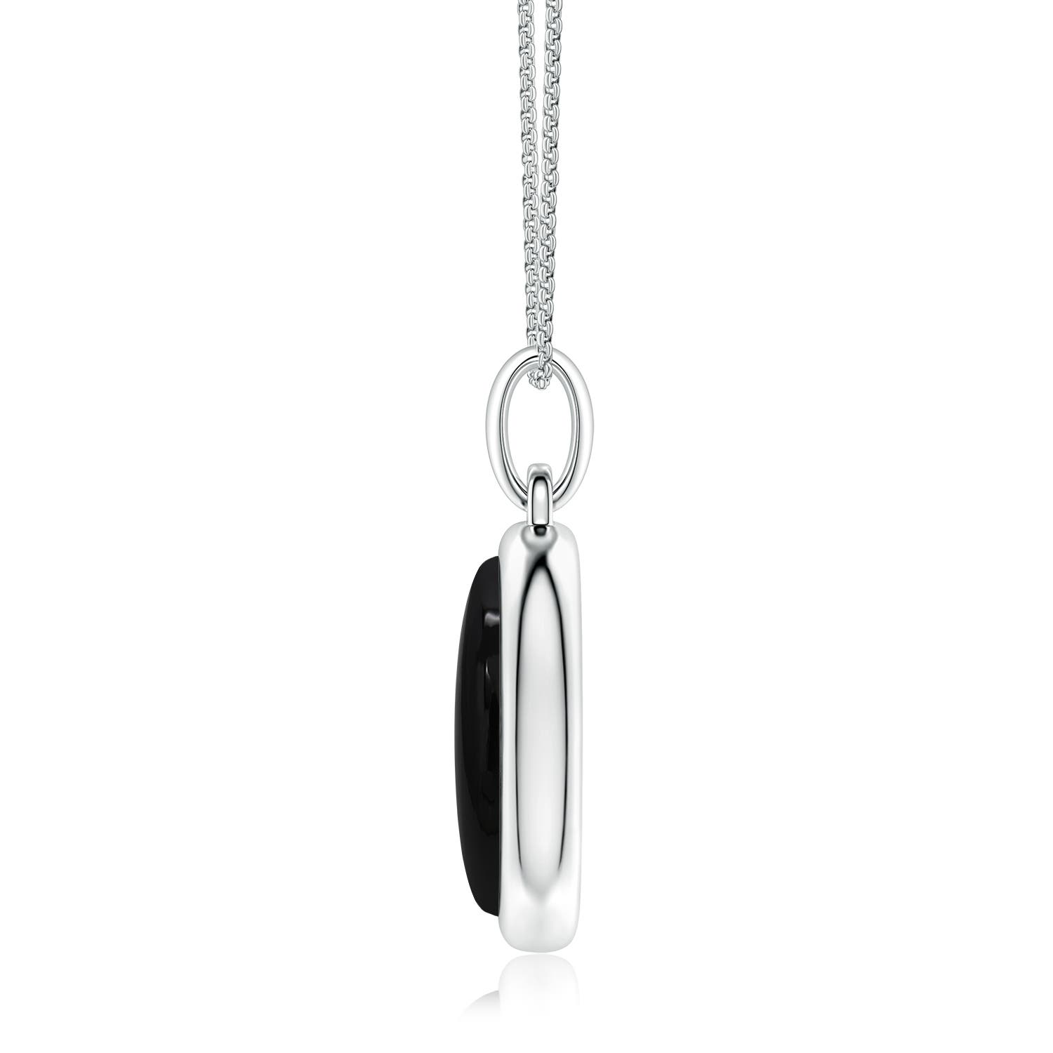14x11mm AAA Oval Black Onyx Men's Medallion Pendant With Chain in White Gold
