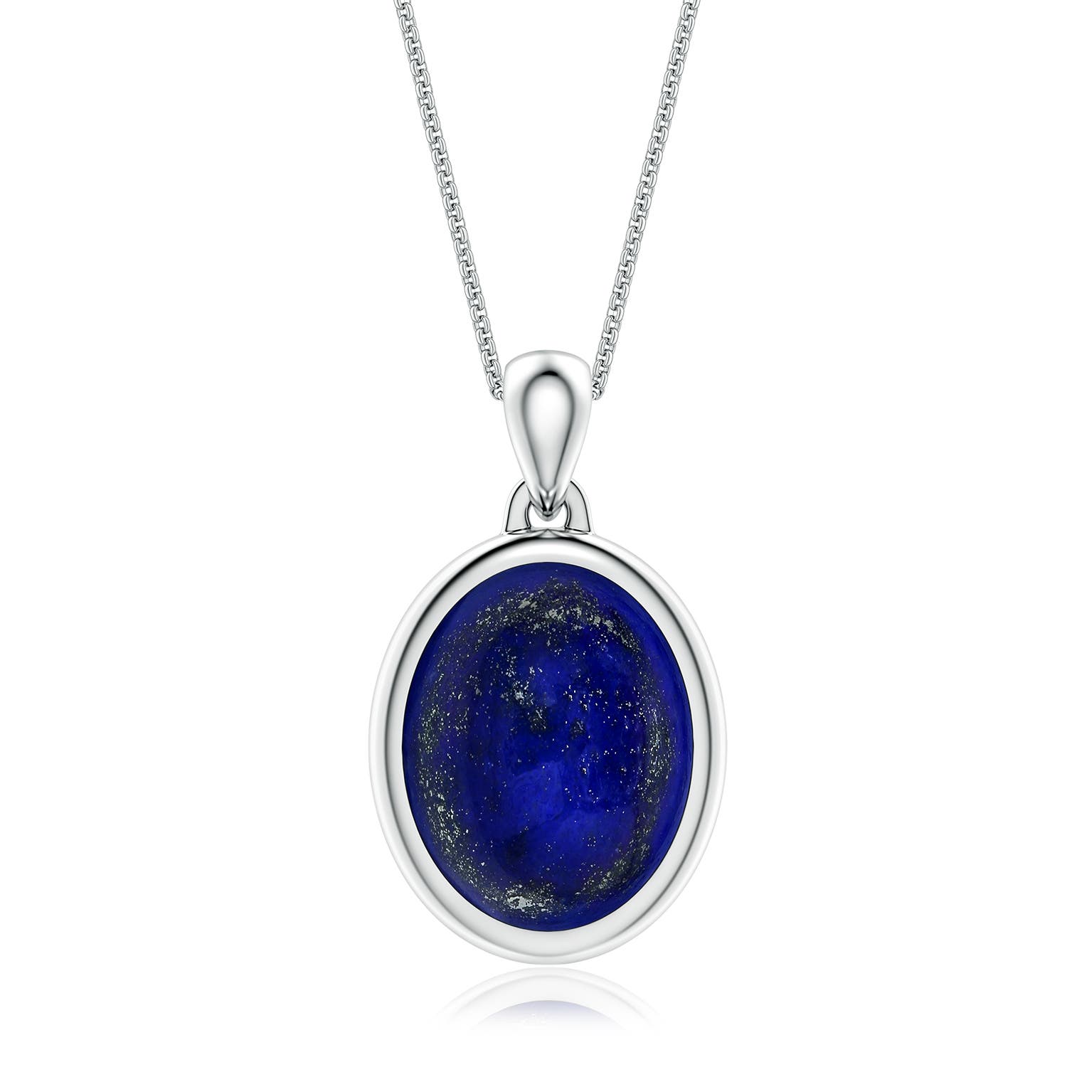 Cushion Rectangular Lapis Lazuli Men's Tag Pendant With Chain