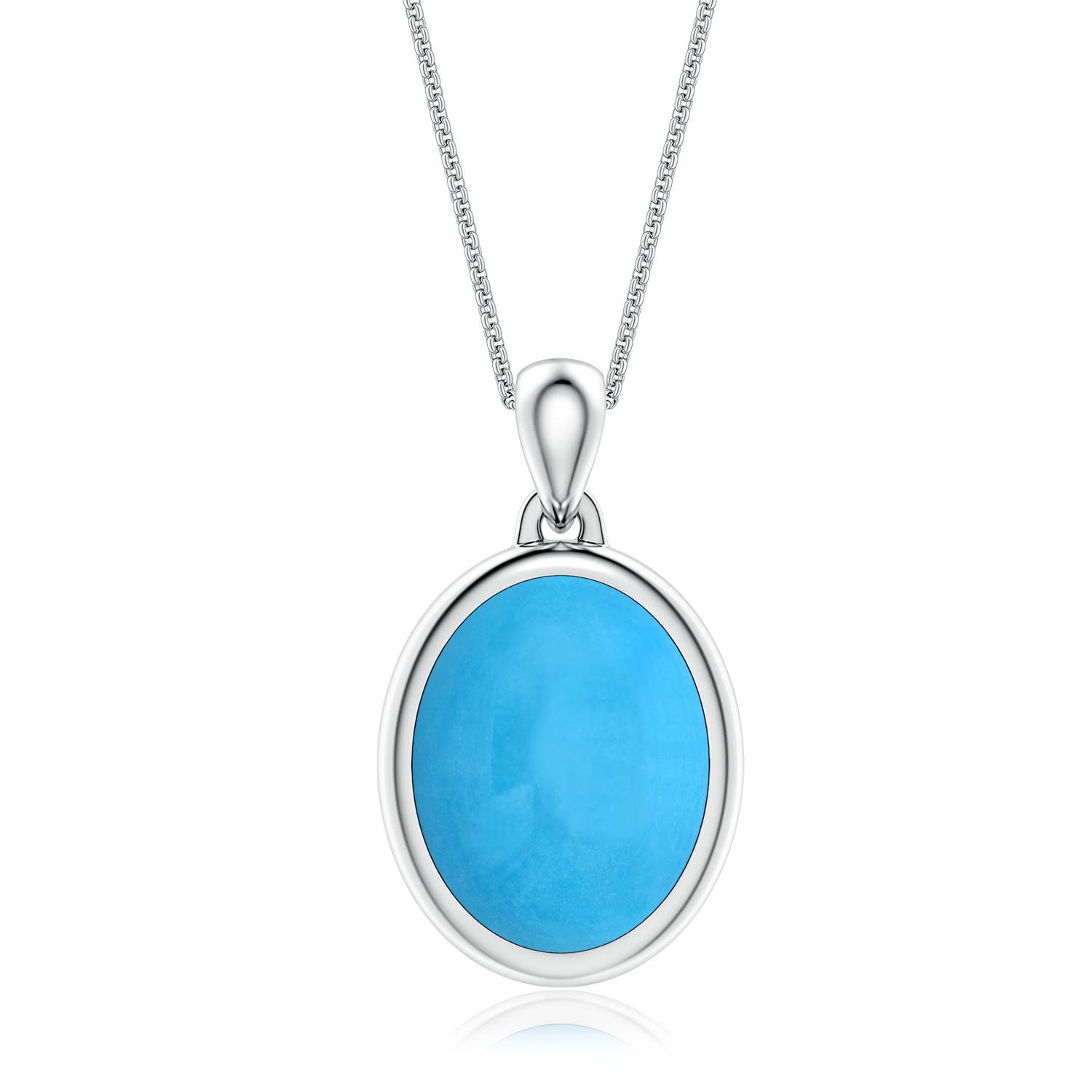 14x11mm AAA Oval Turquoise Men's Medallion Pendant in White Gold