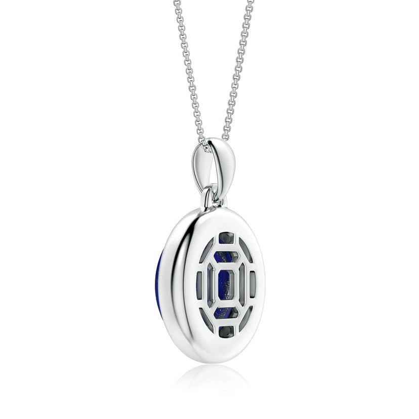 10mm Natural Blue Lapis Lazuli Round Gemstone Pendant Necklace – 18 Inch, 14k Gold Tone Hook, Handmade, AAA Quality
