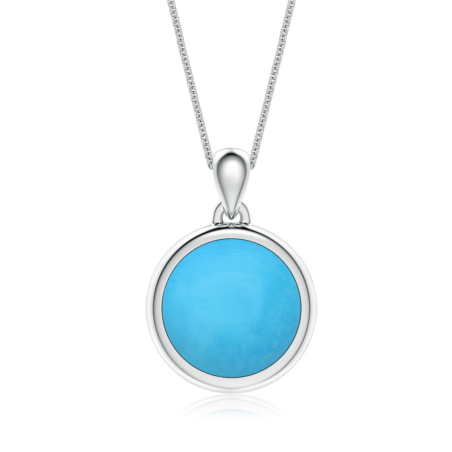12mm AAA Round Turquoise Men's Medallion Pendant in White Gold