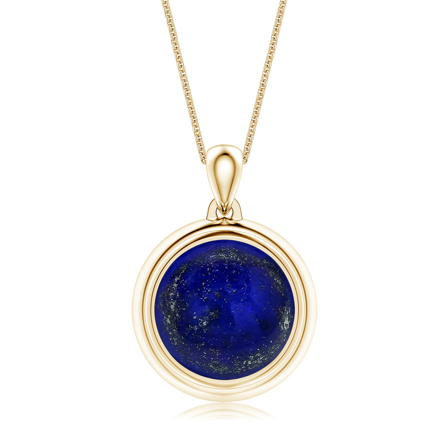 Angara 5.17 CTW Bezel-Set Round Lapis Lazuli Men's Medallion Pendant With Chain in 14K Yellow Gold